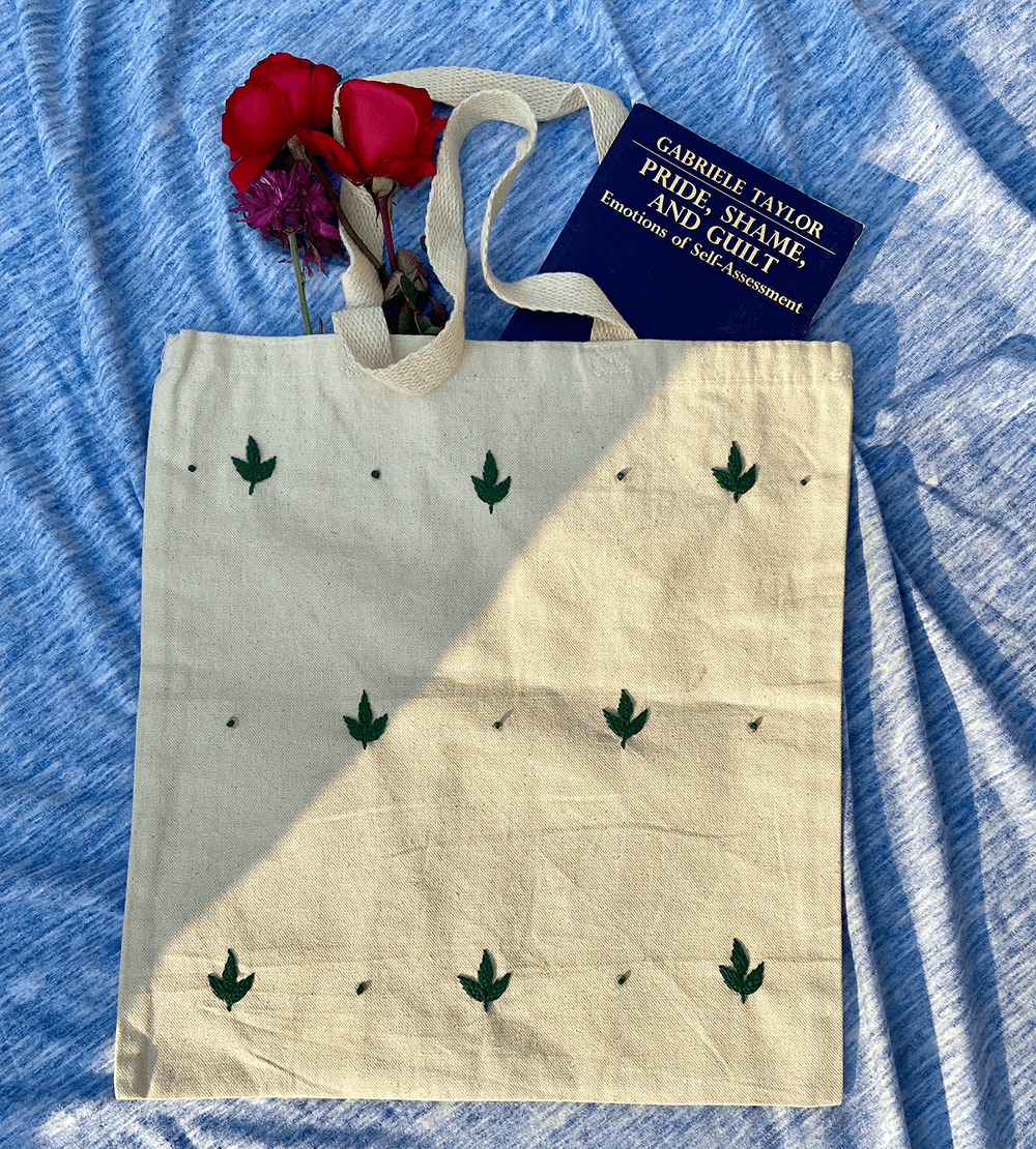 Leafs Embroidered Tote Bag
