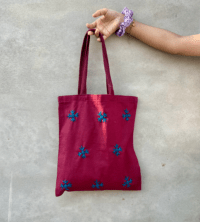 Maroon Embroidered Tote Bag