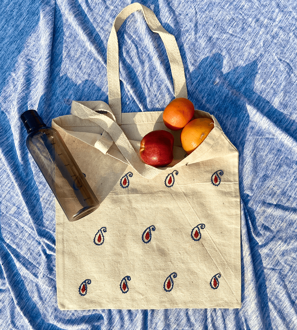 Paisley Embroidered Tote Bag